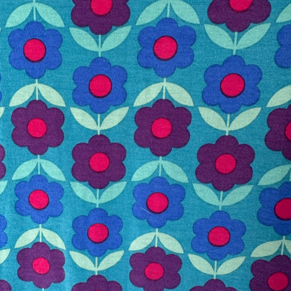 LuLaRoe Julia Blue and Pink Flowered Dress with Mid Length Sleeves - Picture 3 of 9